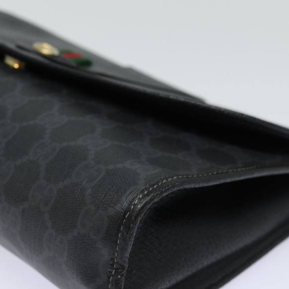 GUCCI GG Supreme Web Sherry Line Clutch Bag Black Gold 156 01 031 Auth bs16653 - Picture 9 of 16